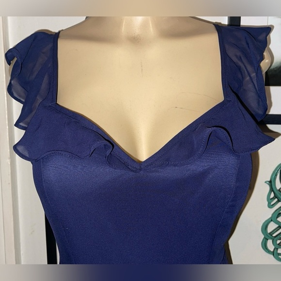 Lulus Sweetest Entrance Navy Blue Ruffled Tie-Back Maxi Dress Small NWT - Picture 6 of 11